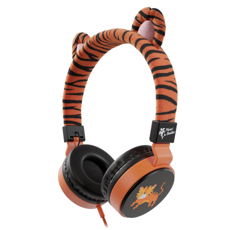 Planet Buddies - Tiger Furry On Ear Wired Headphones - Orange And Black
