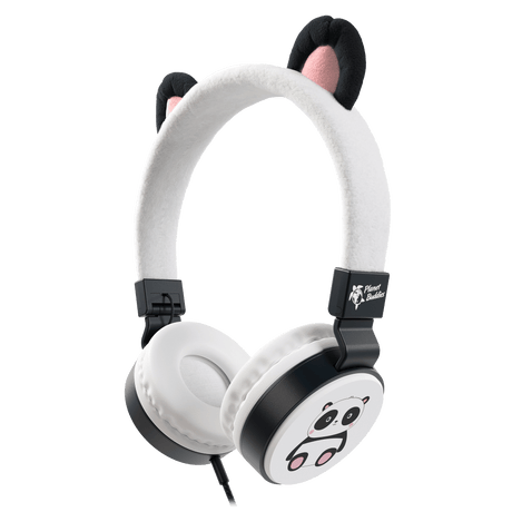 Planet Buddies - Panda Furry On Ear Wired Headphones - Black And White