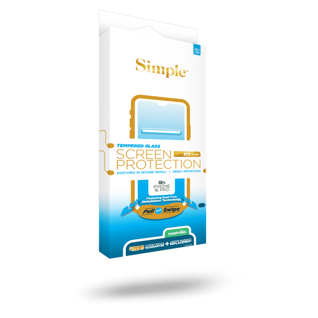 Simple - 200 Guided Tempered Glass Screen Protector For Apple Iphone 16 Pro - Clear