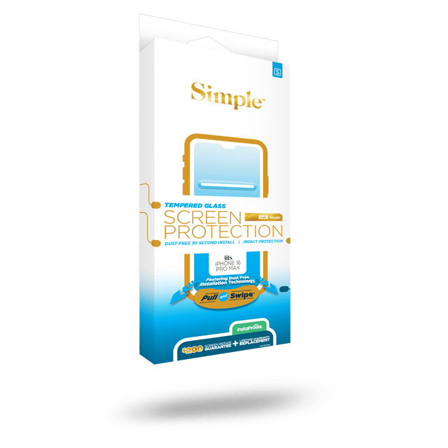 Simple - 200 Guided Tempered Glass Screen Protector For Apple Iphone 16 Pro Max - Clear