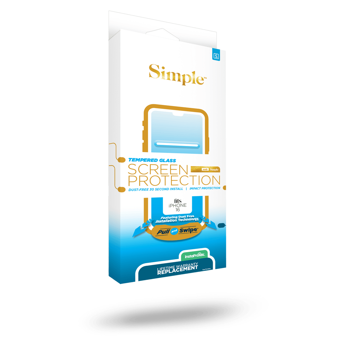 Simple - Guided Tempered Glass Screen Protector For Apple Iphone 16  /  Iphone 15 - Clear