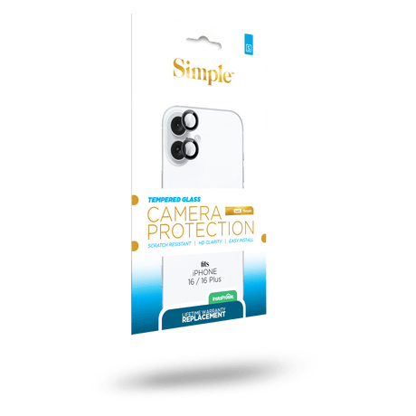 Simple - Camera Lens Tempered Glass Screen Protector For Apple Iphone 16 - Clear