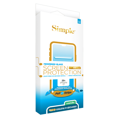 Simple 200 Dust Removal Guided Tempered Glass Screen Protector for Apple iPhone 17 - Clear