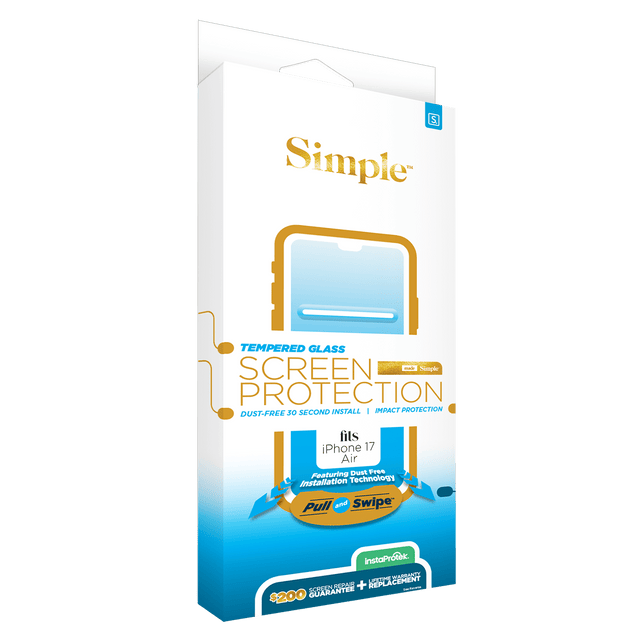 Simple 200 Dust Removal Guided Tempered Glass Screen Protector for Apple iPhone Air - Clear
