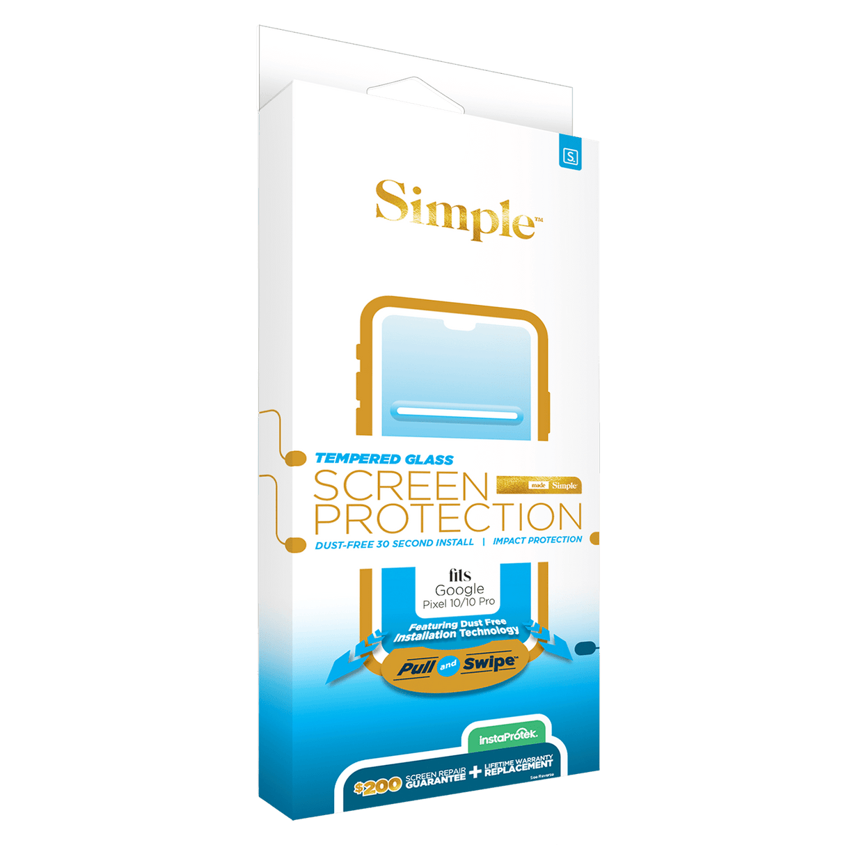 Simple 200 Dust Removal Guided Tempered Glass Screen Protector for Google Pixel 10 and Pixel 10 Pro - Clear