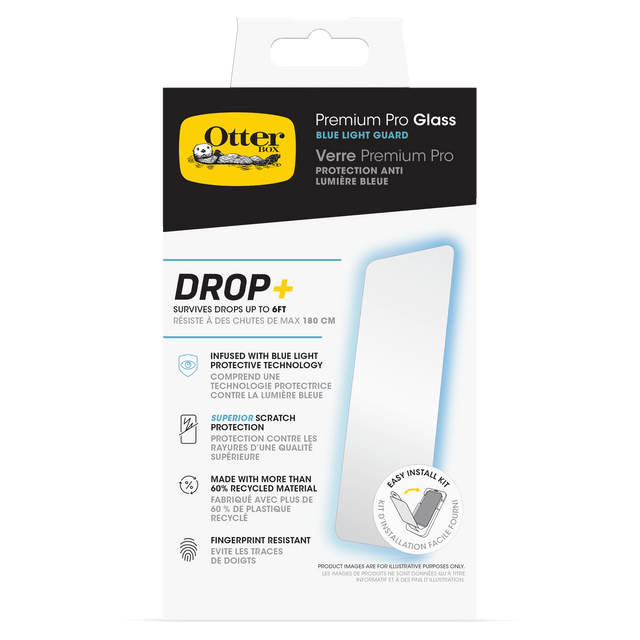 Otterbox - Premium Pro Glass Antimicrobial Blue Light Screen Protector For Apple Iphone 16  /  Iphone 15 - Clear