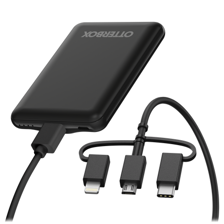 Otterbox - Mobile Charging Kit Power Bank 5000 Mah And 3 In 1 Cable 1m - Black