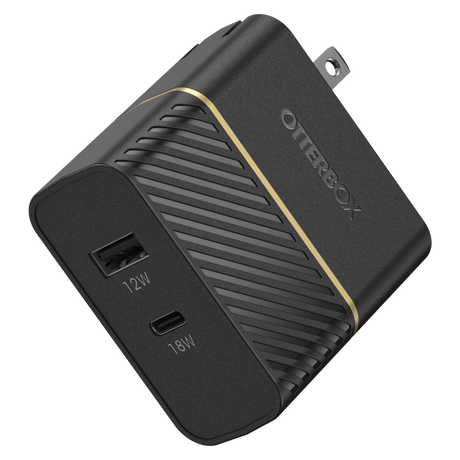 Otterbox - Fast Charge Pd Usb C And Usb A Dual Port Wall Charger 30w - Black Shimmer