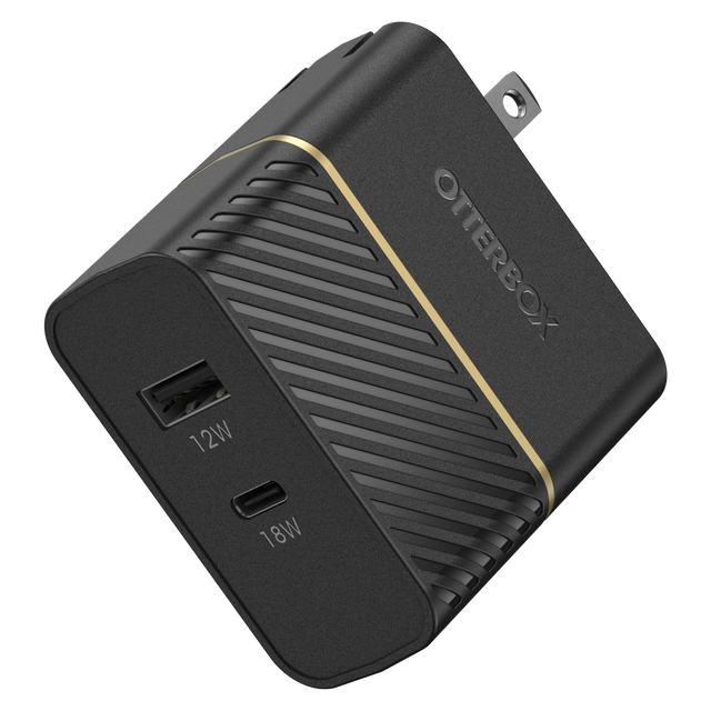 Otterbox - Fast Charge Pd Usb C And Usb A Dual Port Wall Charger 30w - Black Shimmer