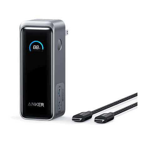 Anker - Prime Power Bank 9600 Mah With Built In Usb C Cable And Fusion Wall Charger 65w - Black