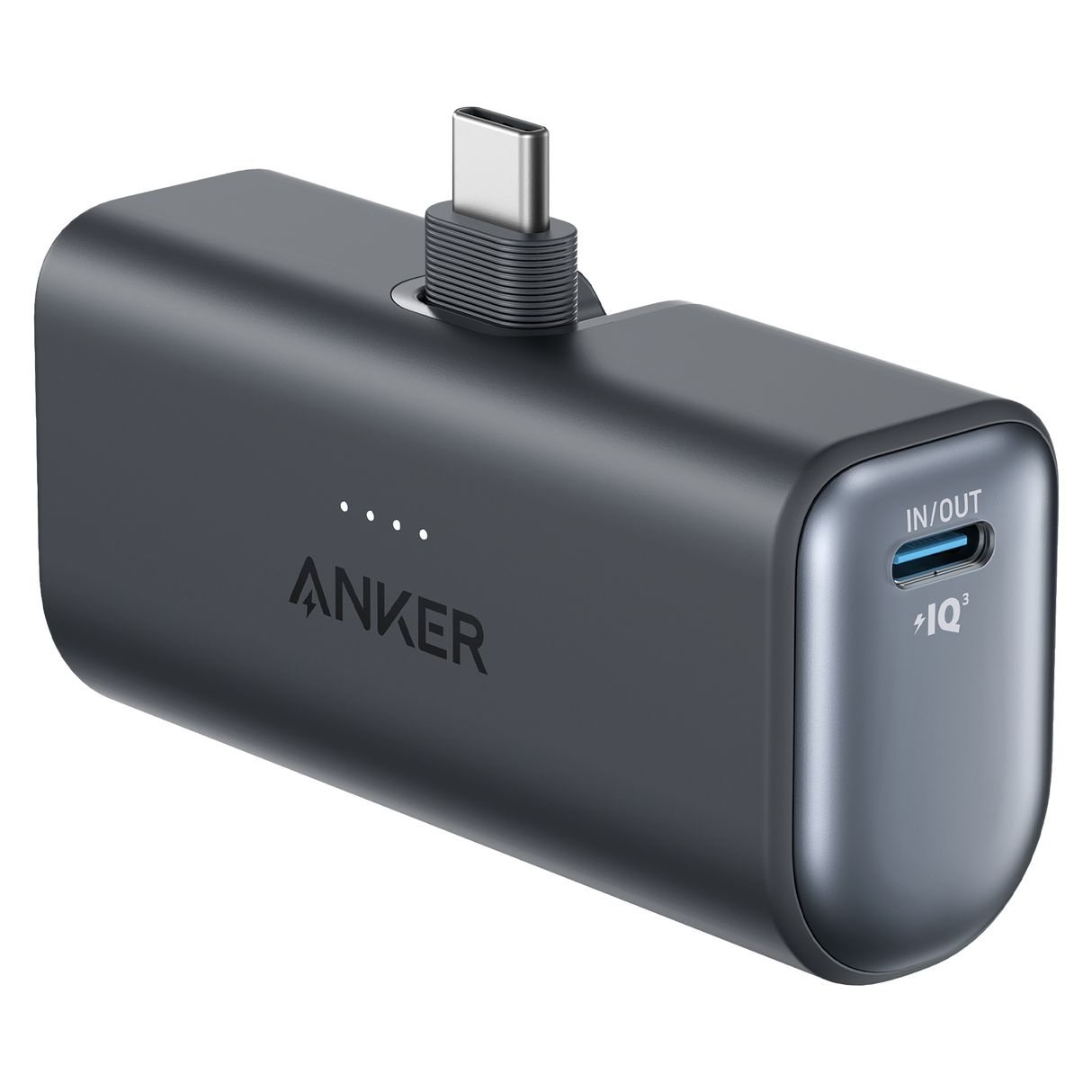 Anker - Nano Power Bank With Built-in Foldable Usb-c Connector - Black