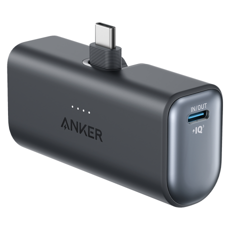 Anker - Nano Power Bank With Built-in Foldable Usb-c Connector - Black
