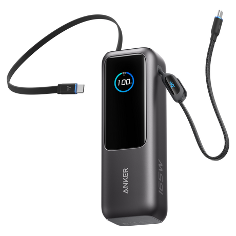 Anker 165W Power Bank with 25000mAh Capacity and Built-in USB-C & Retractable Cable