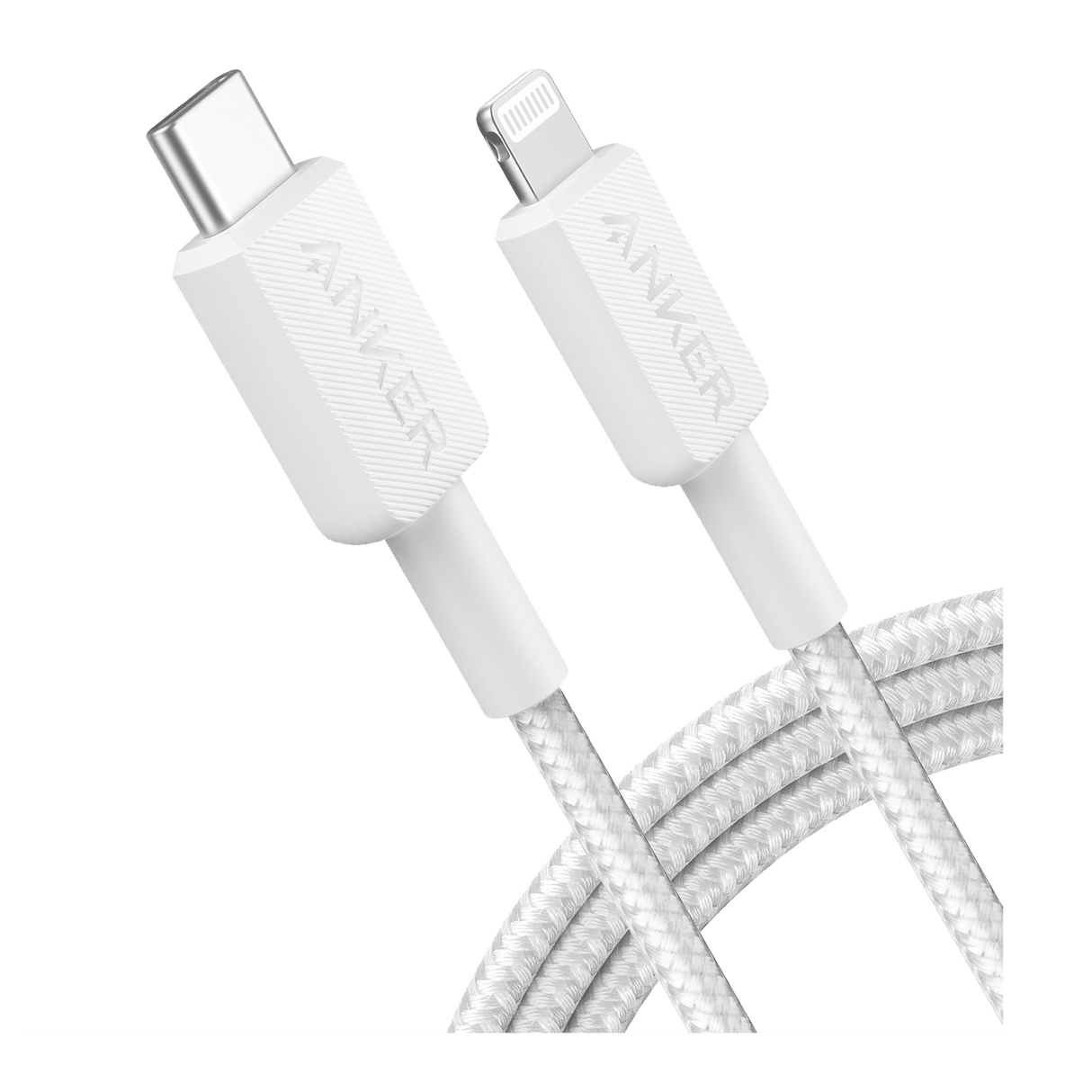 Anker - Braided Usb C To Apple Lightning Cable 6ft - White