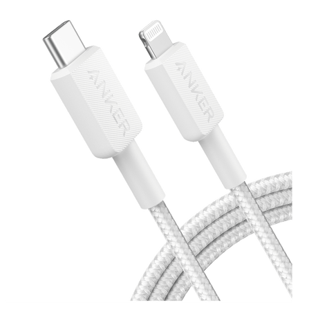 Anker - Braided Usb C To Apple Lightning Cable 6ft - White