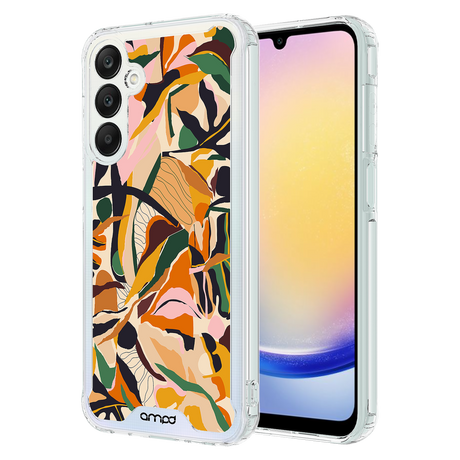 Ampd - Tpu / Acrylic Hd Print Crystal Clear Case For Samsung Galaxy A35 5g - Floral Orange Pattern