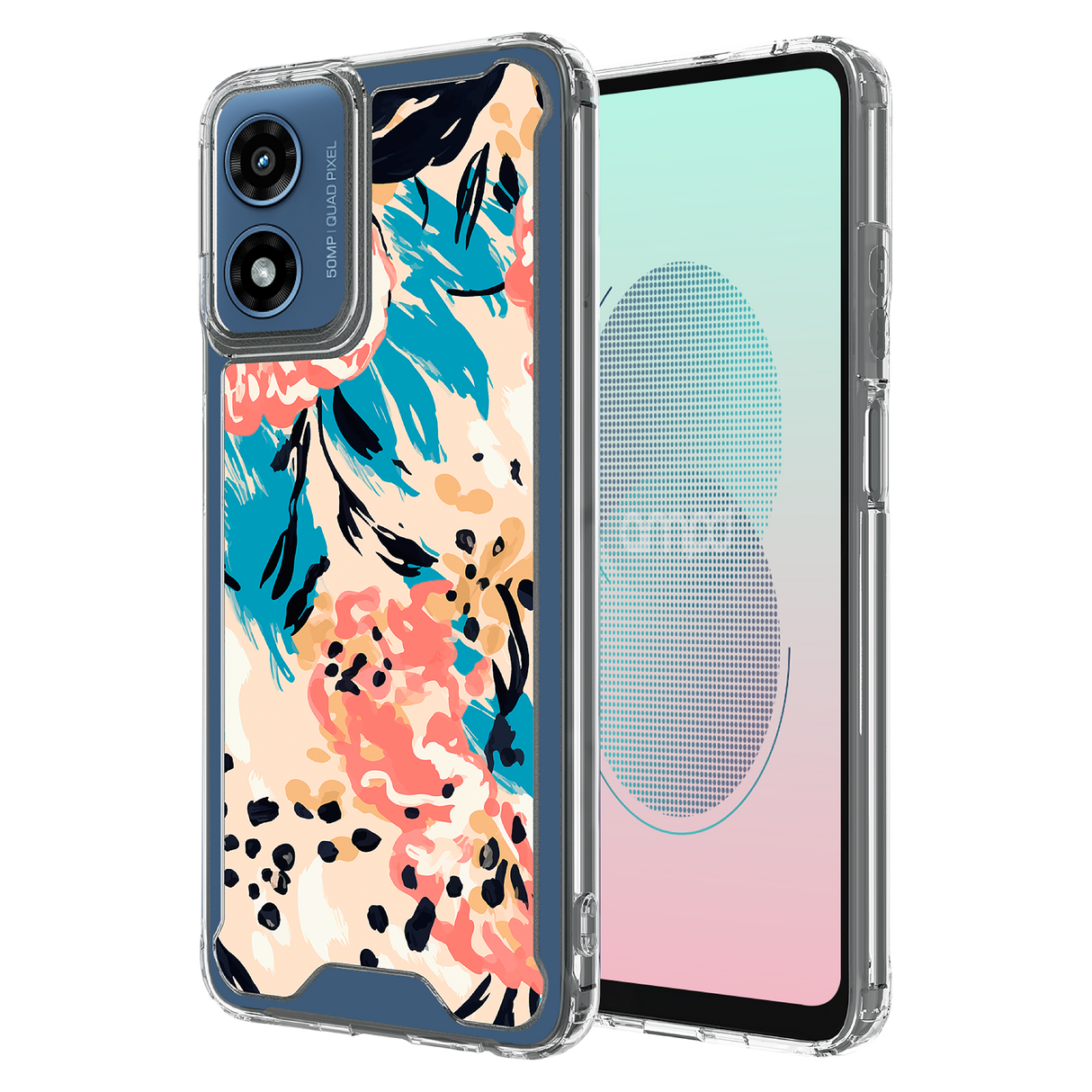 Ampd - Tpu  /  Acrylic Hd Print Case For Motorola Moto G Stylus 5g 2024 - Floral Blue Pattern
