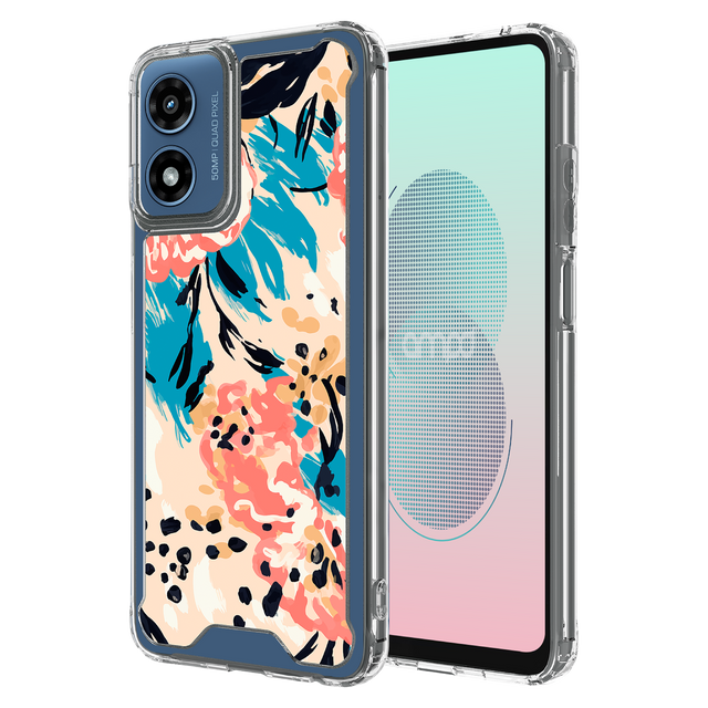 Ampd - Tpu  /  Acrylic Hd Print Case For Motorola Moto G Stylus 5g 2024 - Floral Blue Pattern