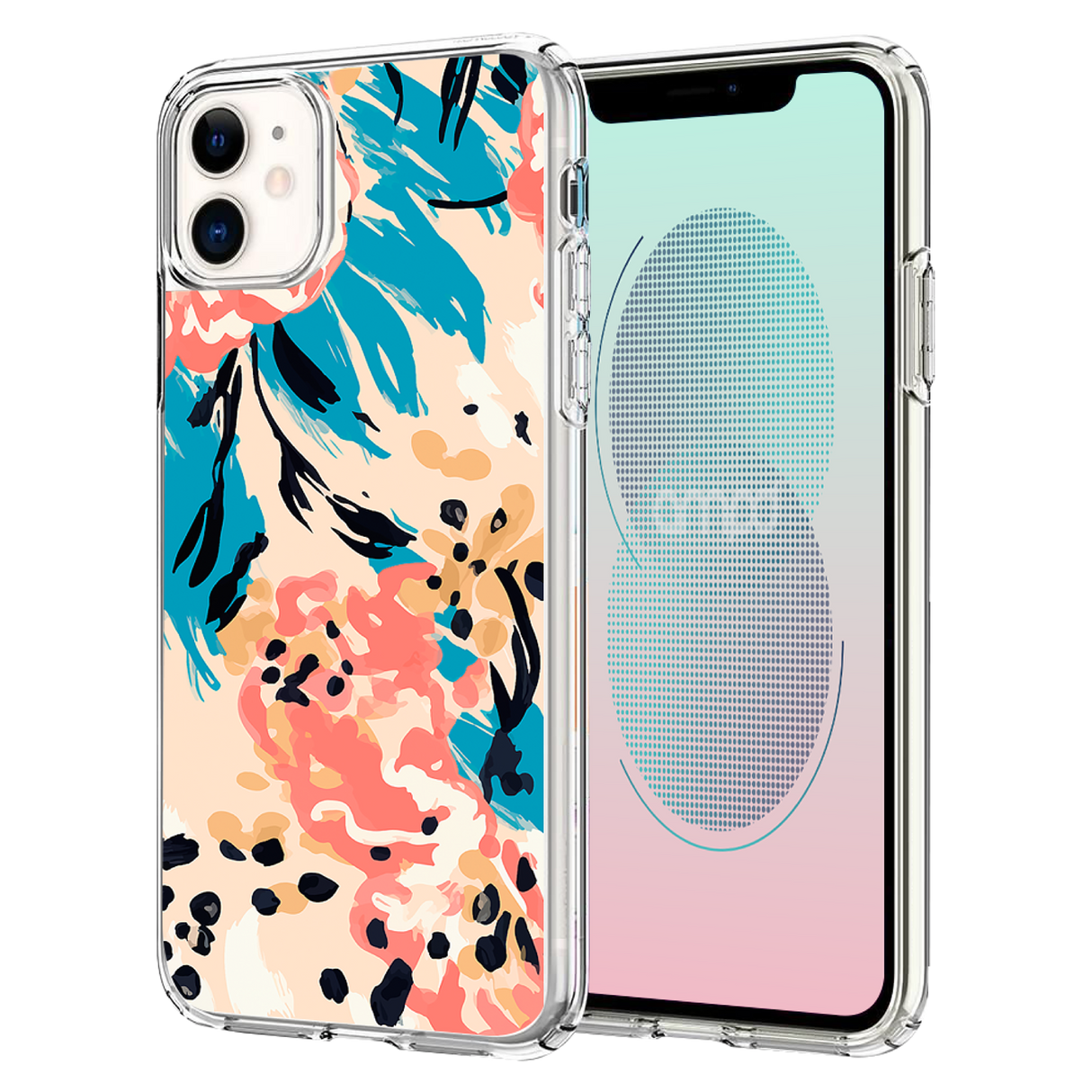 Ampd - Tpu / Acrylic Hd Print Case For Apple Iphone 11 - Floral Blue Pattern
