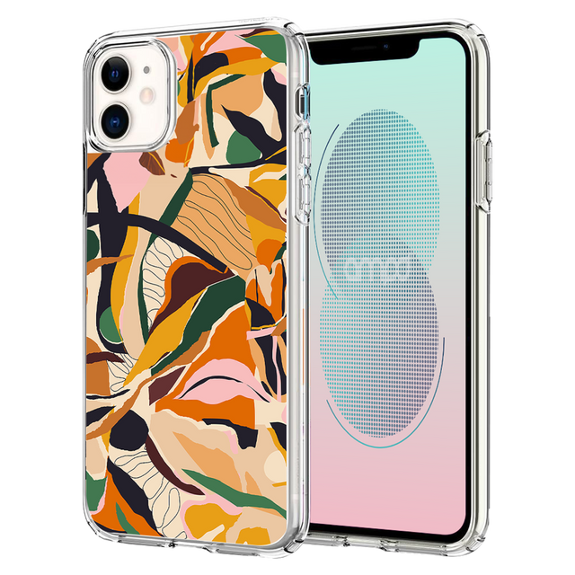 Ampd - Tpu / Acrylic Hd Print Case For Apple Iphone 11 - Floral Orange Pattern