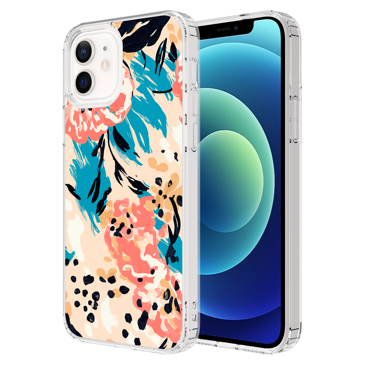 Ampd - Tpu / Acrylic Hd Print Case For Apple Iphone 12 - Floral Blue Pattern