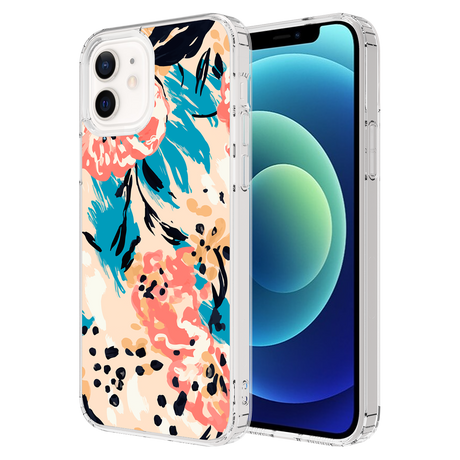 Ampd - Tpu / Acrylic Hd Print Case For Apple Iphone 12 - Floral Blue Pattern