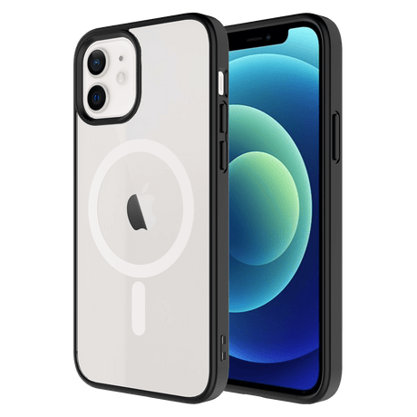 Ampd - Tpu  /  Acrylic Hard Shell Magsafe Case With Colored Bumper For Apple Iphone 12  /  Iphone 12 Pro - Clear And Black