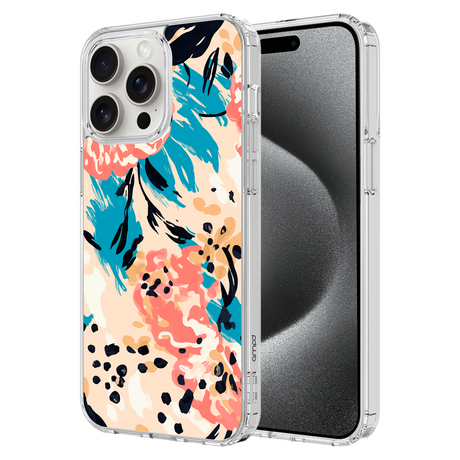 Ampd - Tpu / Acrylic Hd Print Case For Apple Iphone 15 Pro Max - Floral Blue Pattern