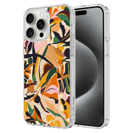 Ampd - Tpu / Acrylic Hd Print Case For Apple Iphone 15 Pro Max - Floral Orange Pattern