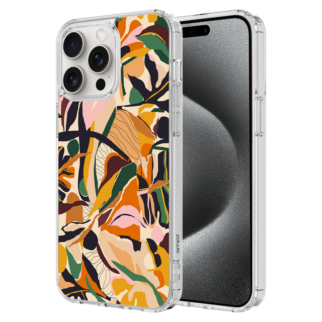 Ampd - Tpu / Acrylic Hd Print Case For Apple Iphone 15 Pro Max - Floral Orange Pattern