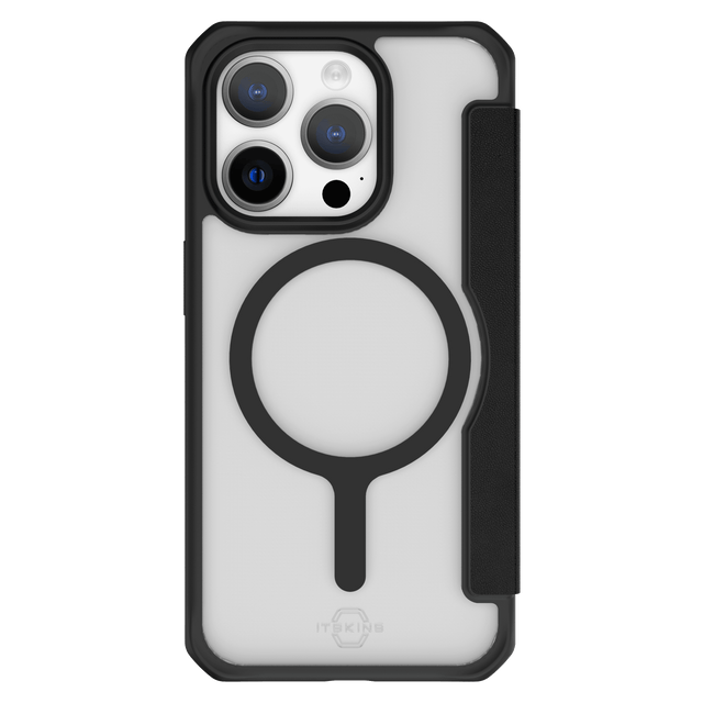 Itskins - Hybridr Folio Magsafe Case For Apple Iphone 15 Pro - Black