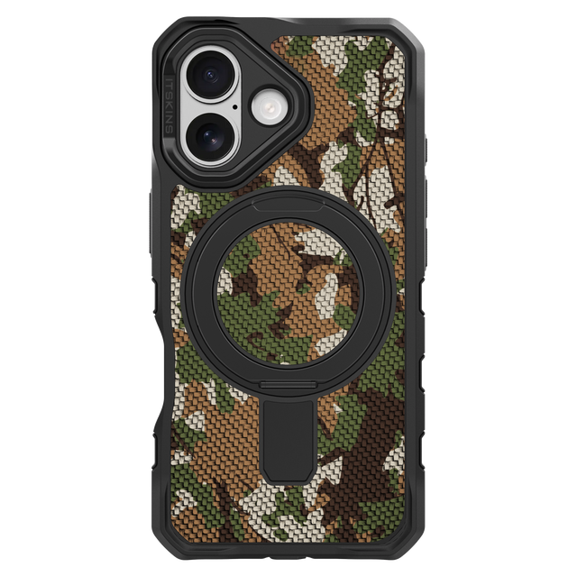 Itskins Supremer Stand Nylon Magsafe Case for Apple iPhone 17 - Camouflage Green