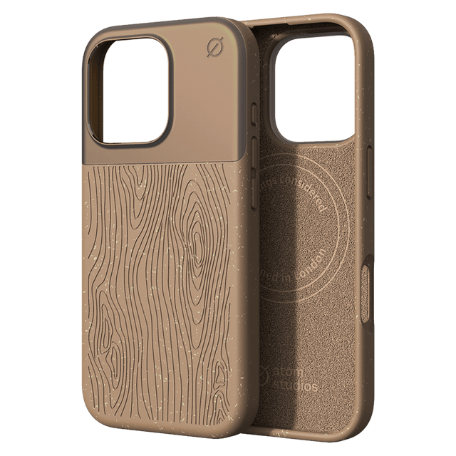 Atom Studios - Split Wood Fiber Magsafe Case For Apple Iphone 16 Pro - Taupe Wood