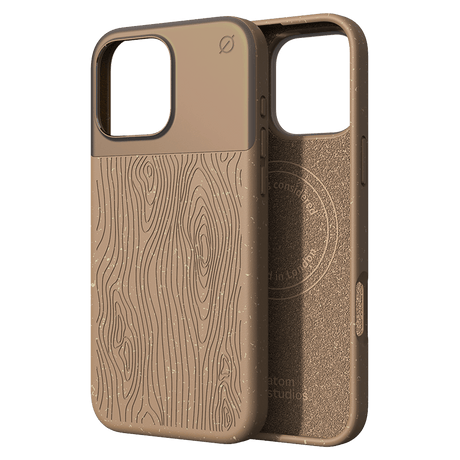 Atom Studios - Split Wood Fiber Magsafe Case For Apple Iphone 16 Pro Max - Taupe Wood