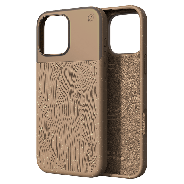 Atom Studios - Split Wood Fiber Magsafe Case For Apple Iphone 16 Pro Max - Taupe Wood