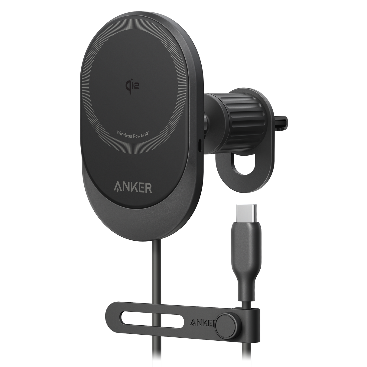 Anker - Qi2 15w Sliding Vent Car Mount Charger With 25w Car Charger - Black