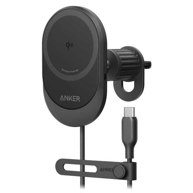Anker - Qi2 15w Sliding Vent Car Mount Charger With 25w Car Charger - Black
