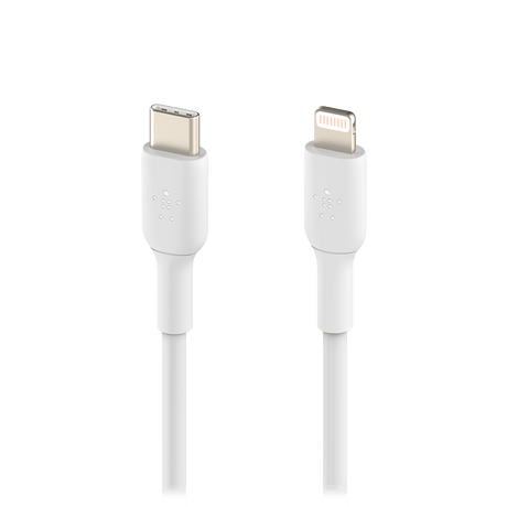 Belkin - Boost Up Charge Usb C To Apple Lightning Cable 3ft - White