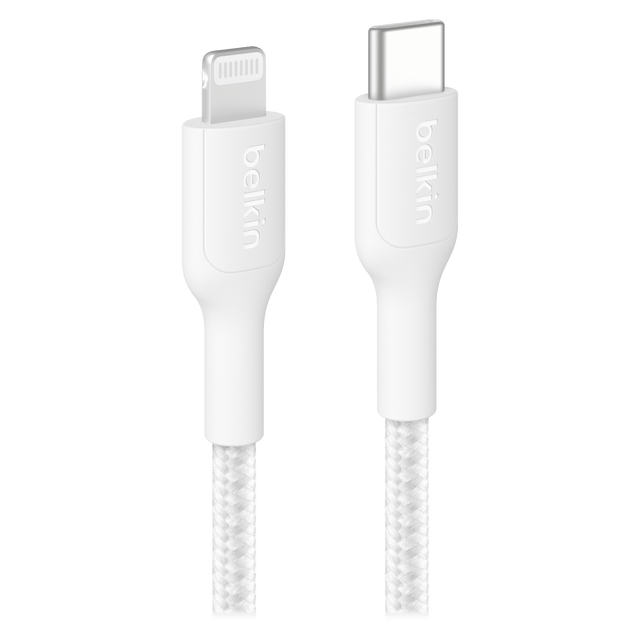 Belkin USB-C to Apple Lightning Cable PCR 2.0 Braided - 6.6 ft White