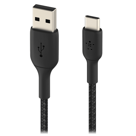 Belkin - Boost Up Charge Usb A To Usb C Braided Cable 3ft - Black