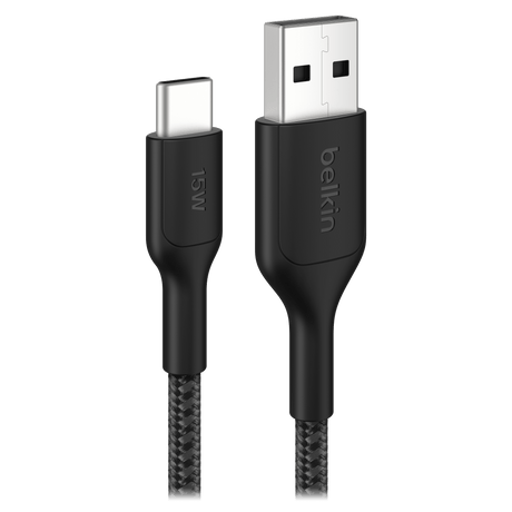 Belkin USB A to USB C Cable PCR 2.0 Braided 6.6 ft - Black