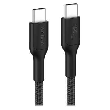Belkin USB-C to USB-C 60W Braided Cable * 6 Feet, Black (Part No. CAB024fq2MBK)