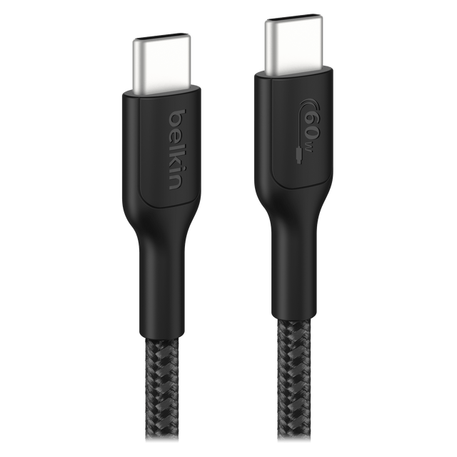 Belkin USB-C to USB-C 60W Braided Cable * 6 Feet, Black (Part No. CAB024fq2MBK)