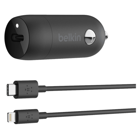 Belkin - Boost Charge Usb C Car Charger 20w And Usb C To Apple Lightning Cable 4ft - Black
