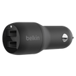 Belkin - Dual Port Usb A Car Charger 24w - Black