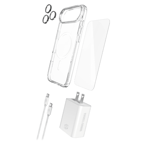 Gadget Guard 5-in-1 Bundle for iPhone Air - Clear | Includes MagSafe Case, Camera Lens Protector, Glass Screen Protector, 30W Charging Block, and 1.8m Cable