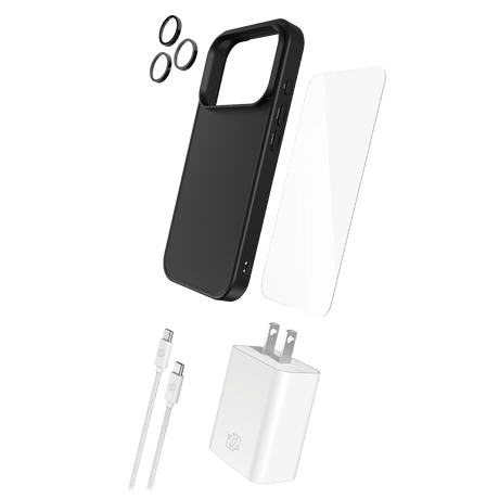 Gadget Guard 5-in-1 Bundle for iPhone 17 Pro * Magsafe Case, Camera & Screen Protectors, 30W Charger & 1.8m Cable (Black)