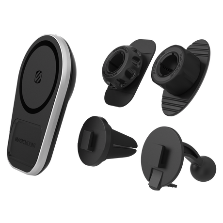 Scosche - Magicmount Pro Charge5 Wireless Charging Dash  /  Vent Mount - Black And Silver