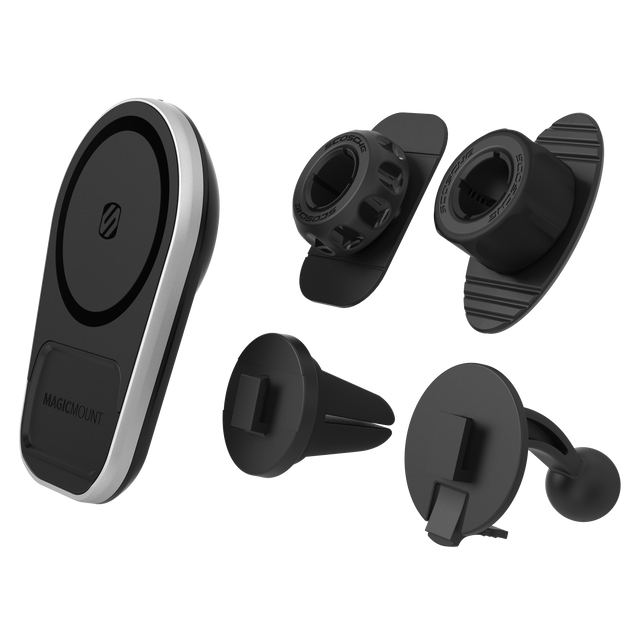 Scosche - Magicmount Pro Charge5 Wireless Charging Dash  /  Vent Mount - Black And Silver