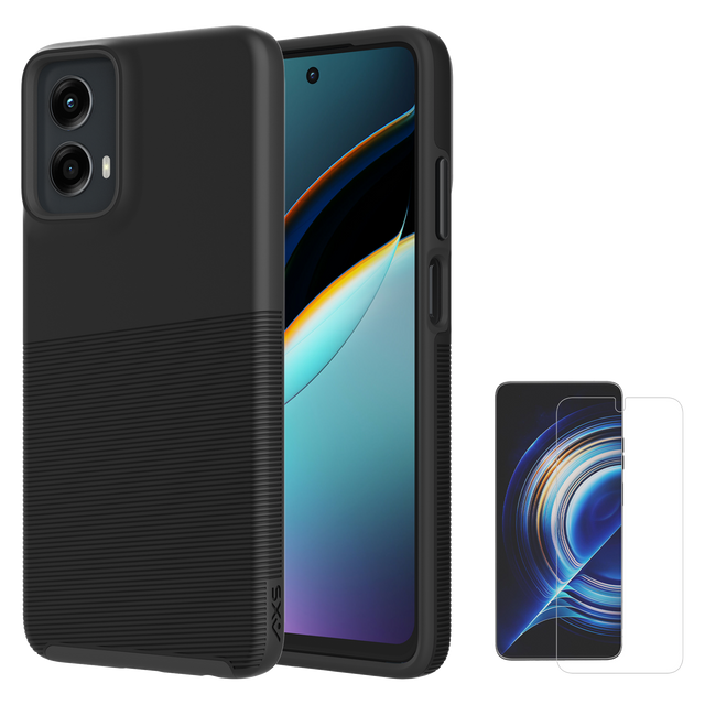 Axs - Protech Plus Case And Armorglass Screen Protector For Motorola Moto G 5g 2024 - Black